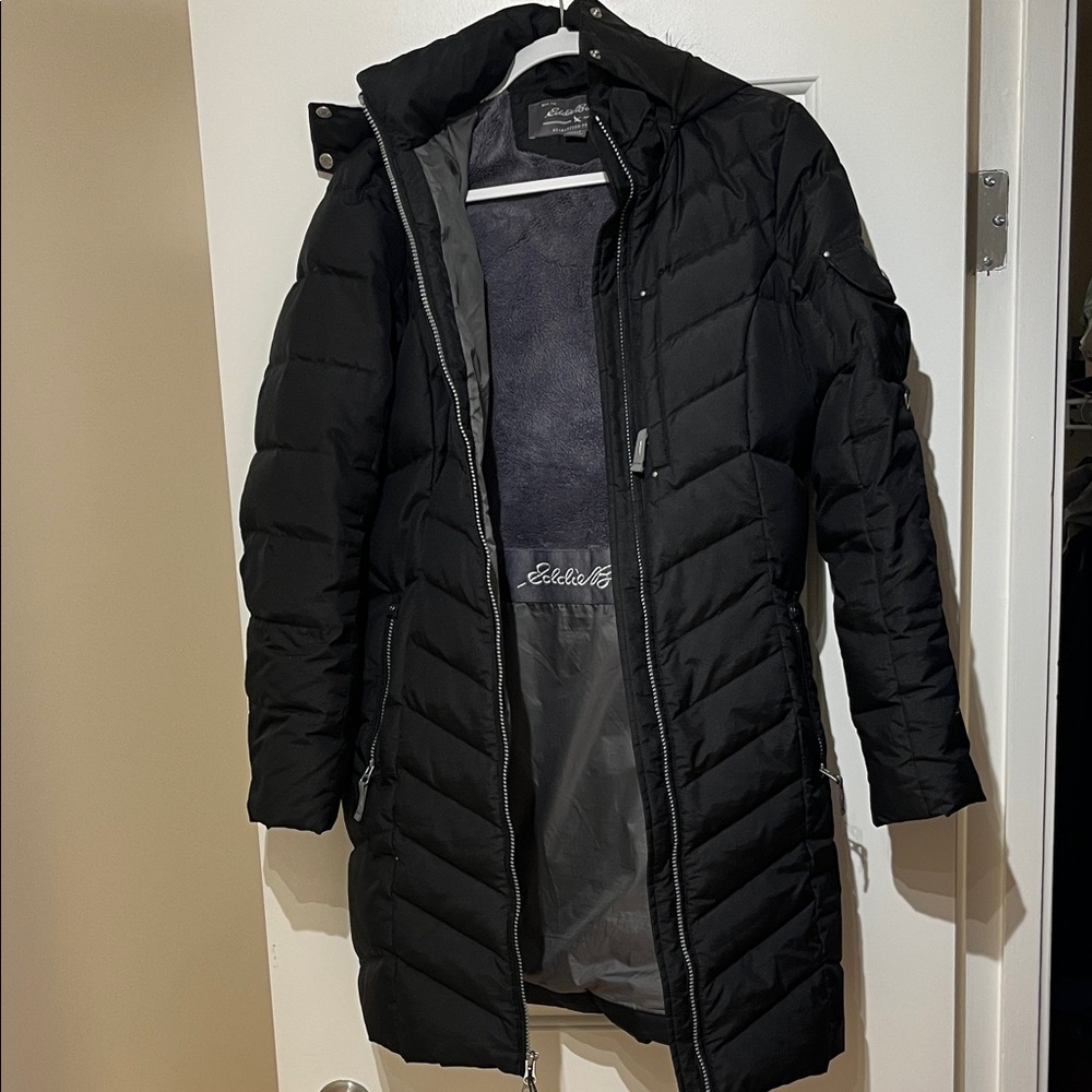 Eddie Bauer Women's Quilted Black Down jacket / perfect winter coat S